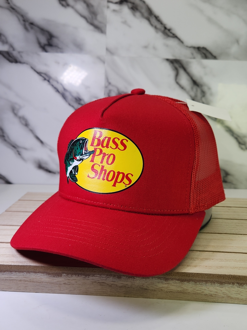 Bass Pro Shops Red Mesh Trucker Hat. Adjustable